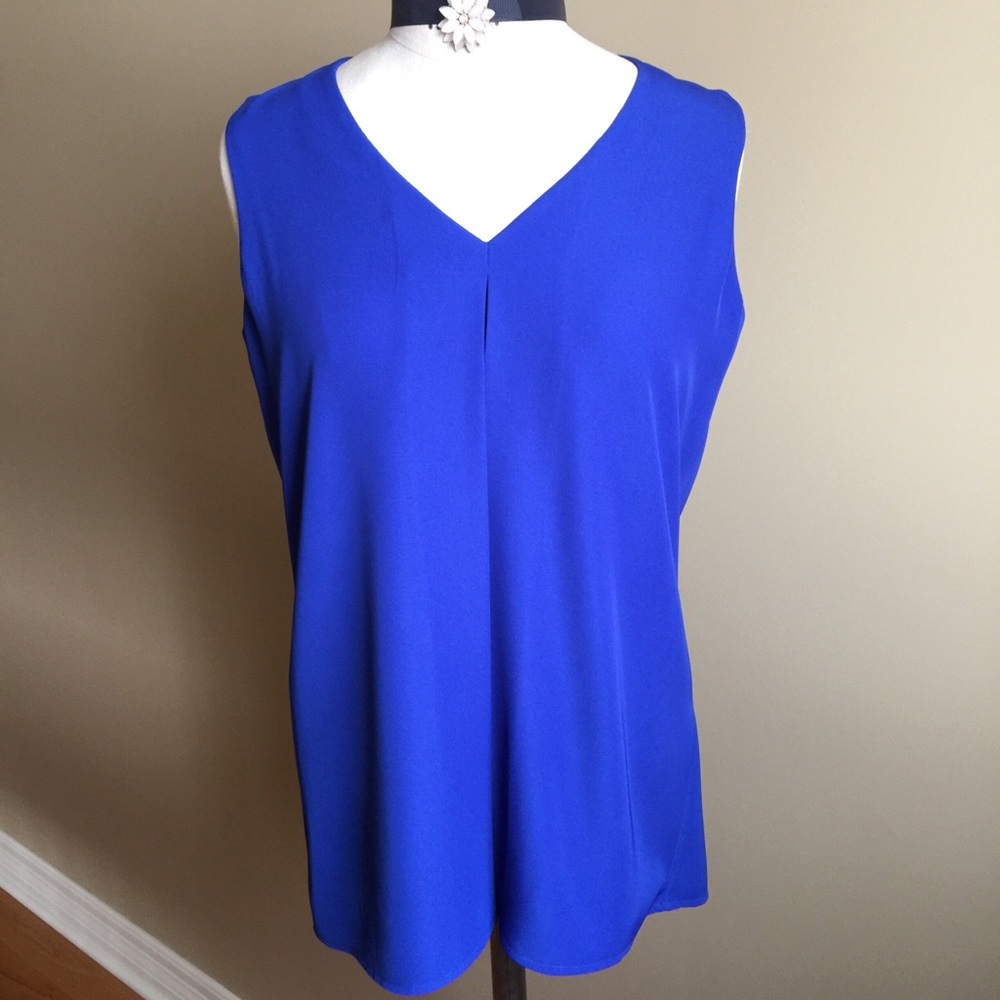 Calvin Klein Navy Blue Pleated V neck sleeveless